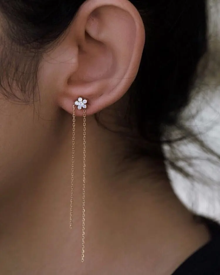 

100 Pair stainless steel Exaggerated stud earrings for women brincos earings fashion jewelry Chain Crystal flower earrings Lady