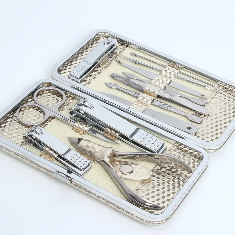 

12pcs Portable Stainless Steel Nail Art Manicure Set Nail Care Tools with Mini Finger Nail Cutter Clipper File Scissor Tweezers
