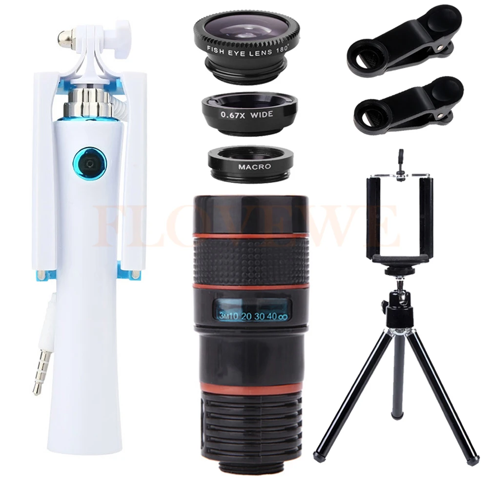 8X Telephoto Zoom font b Lenses b font Telescope With Mini Selfie Stick font b Mobile