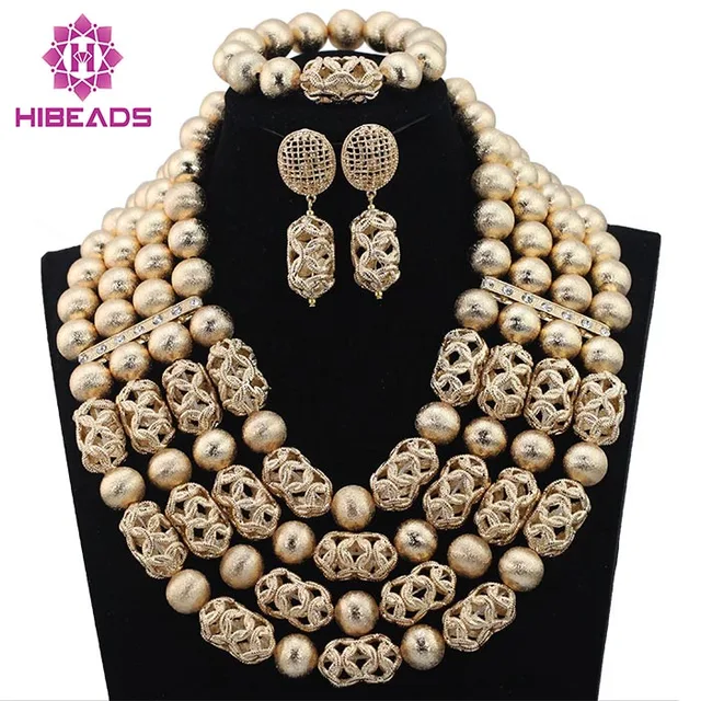 luxury dubai gold beaded bold statement necklace set nigerian