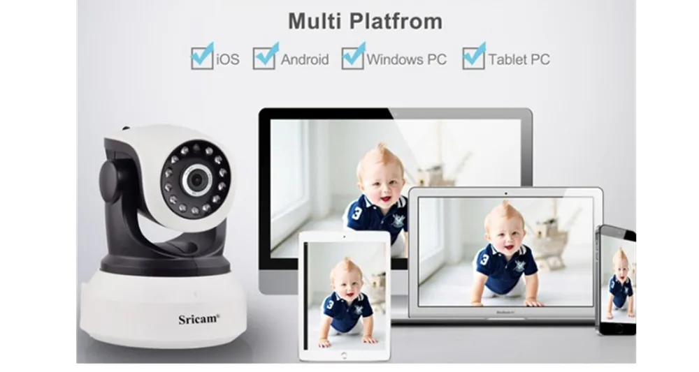 Sricam SP017 HD Беспроводная ip-камера безопасности Wifi двухсторонняя аудио IR-Cut ночное видение Аудио Сигнализация для внутреннего наблюдения детский монитор