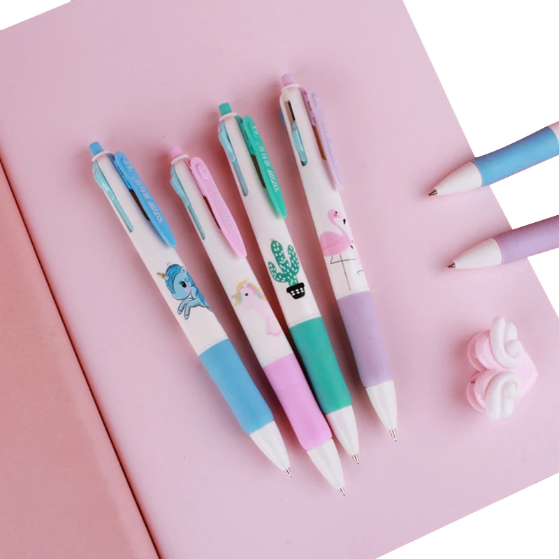 

1pcs/lot Cute Flamingo Cactus Unicorn 4 Colors Press Ballpoint Pen Writing ballpoint pen School Office supplies