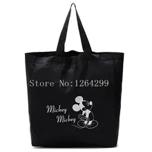 Новая Мода Микки девушки Женщины мультфильм Черный Нейлон Большие хозяйственные сумки для детей