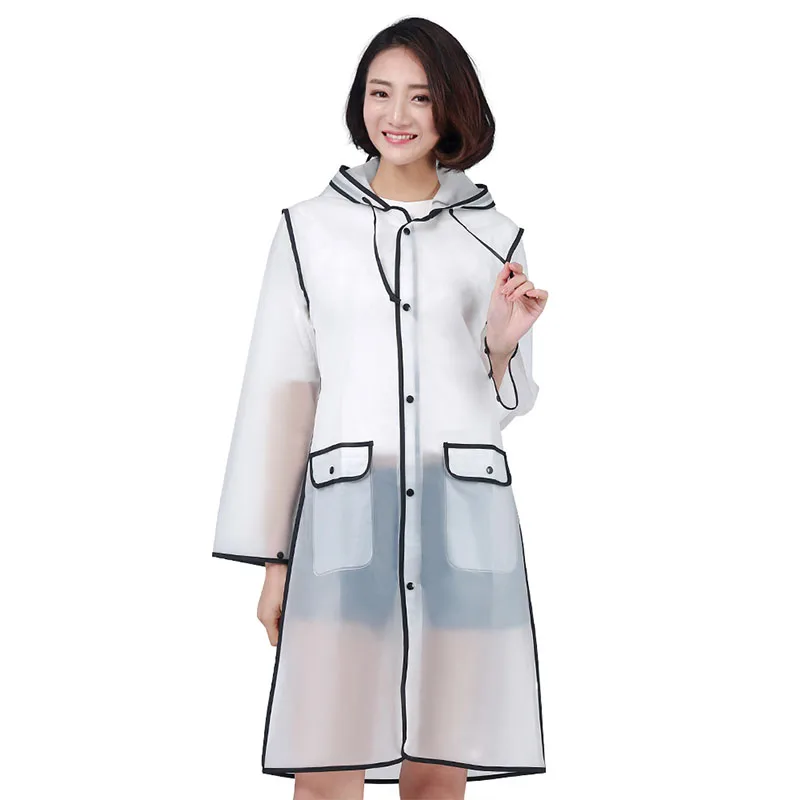 Yuding Transparent Woman Raincoat Clear Raincoats Hooded Rain Coat For ...