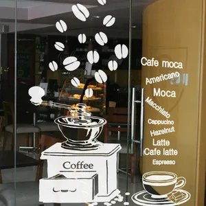 

Coffee Shop Sticker Bean Milk Tea Decal Cup Poster Vinyl Art Wall Decor Mural Decoration Break Bread Cafe Glass Decals