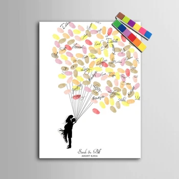 

Wedding Guest Book Fingerprint tree Sweet Couple Painting Wedding Gifts for Guests Poster and prints Canvas painting