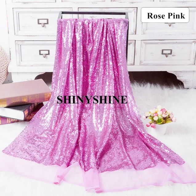 

Rose Pink Sequin Satin Fabric For Sequin Tablecloth Table Runner Decorative Cloth DIY Clothes Crafts Home Decor
