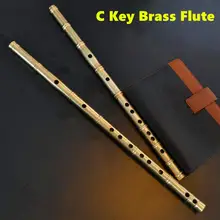 Brass Metal Flute C Key Flute Thicken BrassTransverse Flute Professional Musical Instruments Metal Flauta Self-defense Weapon