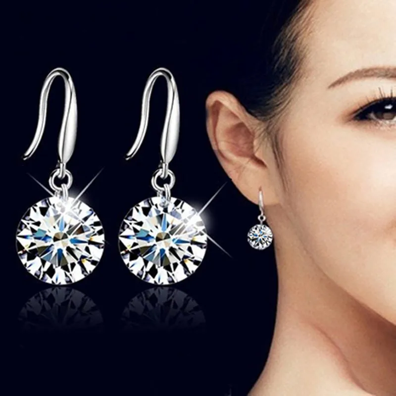 

Fashion Silver color Earring for Women Crystal AAA Cubic Zirconia Drop Earrings Stone Pendientes Mujer Moda