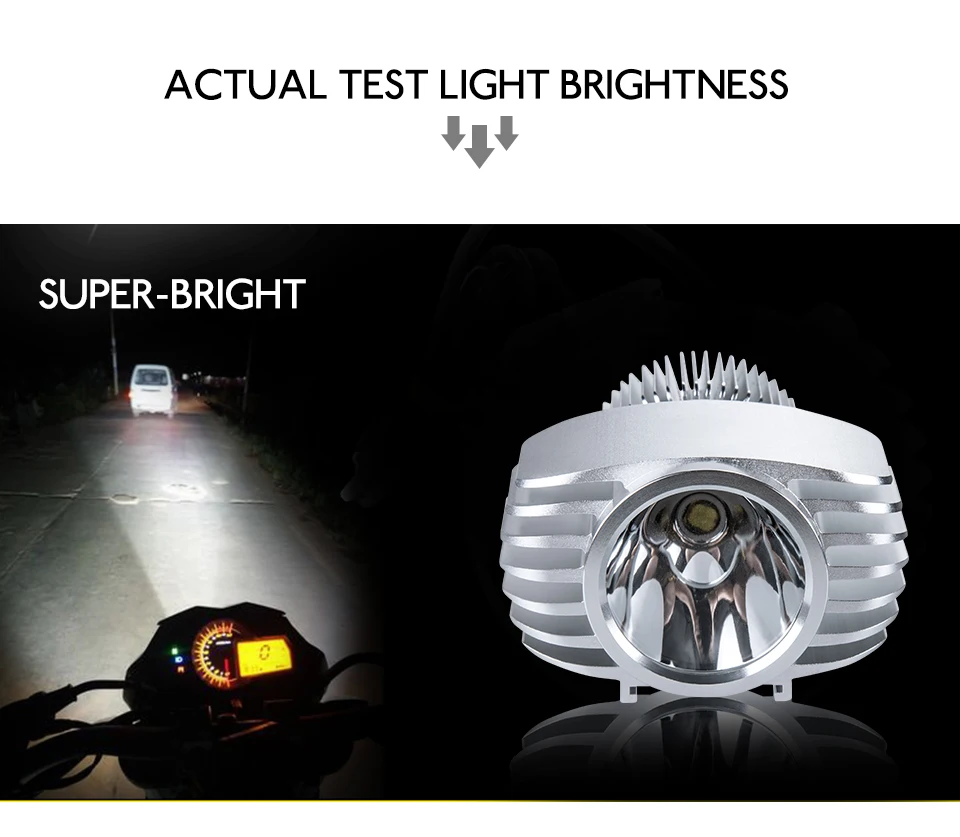 VooVoo 15W 25W LED Motorcycle Car Spotlight Headlight Fog DRL Light for Scooter E-bike Truck ATV UTV SUV Motorbike Headlamp (6)