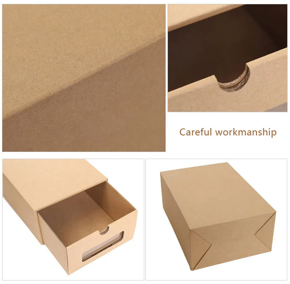 Крафт-бумага может быть сложен ящик коробка для обуви Органайзер для мужчин, женщин, детей обувь для хранения сапоги кроссовки Пылезащитная отделка s