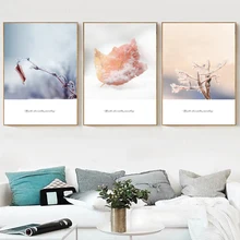 Winter Leaf Branch Snow Ice Wall Art Canvas Painting Nordic Posters And Prints Scandinavian Wall Pictures For Living Room Decor