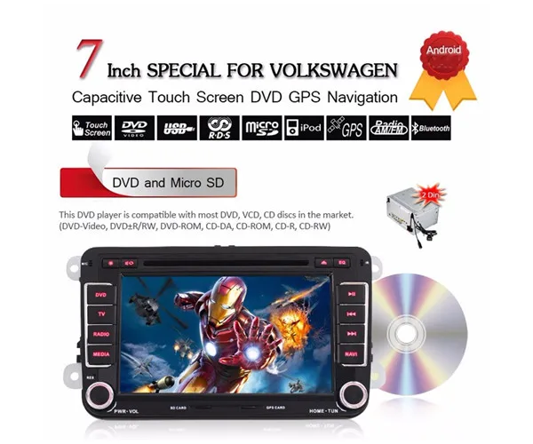 Excellent 2 din Car Radio DVD GPS Android 1024X600 Quad Core  for  VW Touareg T5 Transporter Multivan 2004-2011 3G Stereo system 2