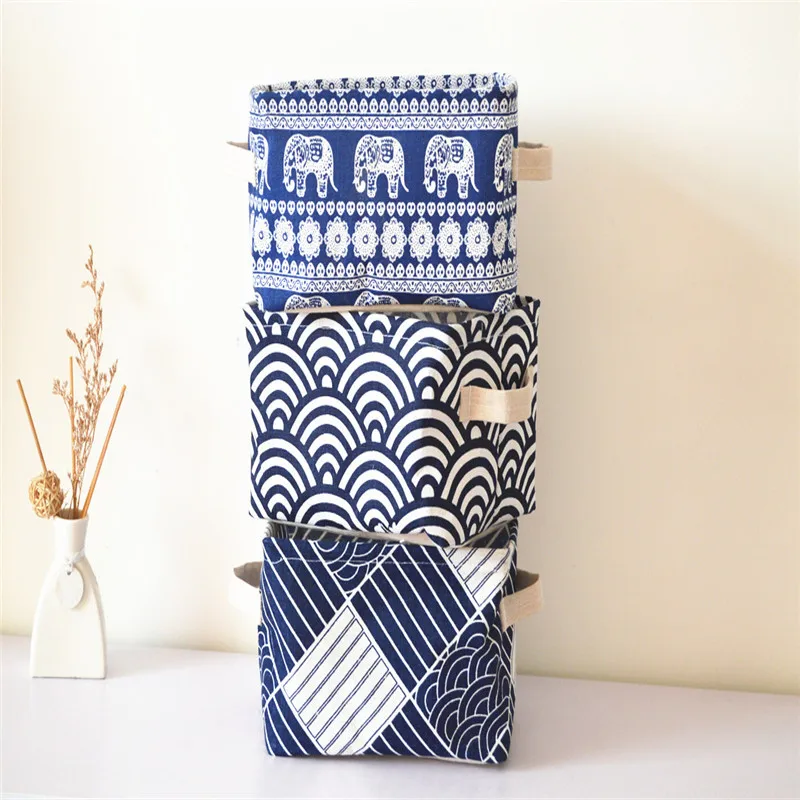 

And wind cotton linen desktop storage box cosmetic debris storage basket small debris box underwear socks storage