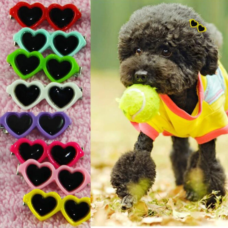 

Pet Dog Cats Beauty Supplies Bows Hair Clips Heart Sunglasses Hairpin Puppy Pets Eyeglass Hair Decorating Grooming Accessories