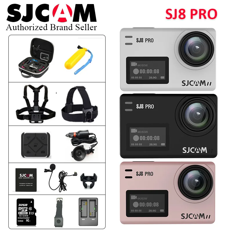 SJCAM SJ8 Pro 4K 60fps двойной сенсорный экран WiFi Экшн-камера 2,3 дюймов сенсорный экран Широкоугольный EIS 8X цифровой зум 30 м водонепроницаемый