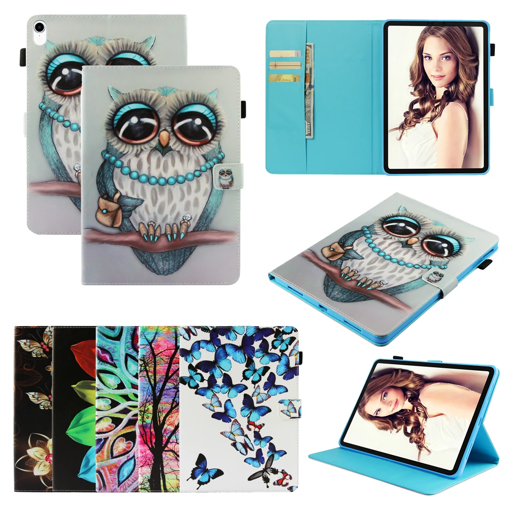 

Magnetic Funda Case For Apple New iPad 9.7 2017 2018 Fashion 3D Printed Butterfly OWL PU Leather Flip Wallet Case Silicone Shell