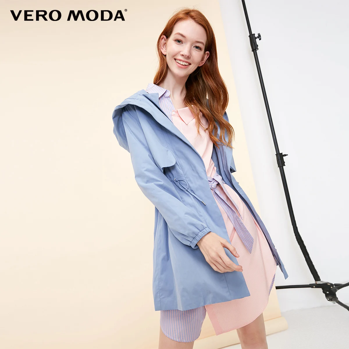 Vero Moda куртка женская Повседневный с капюшоном сплошной цвет молнии Тренч | 318417501 - Цвет: Lt. pewter blue