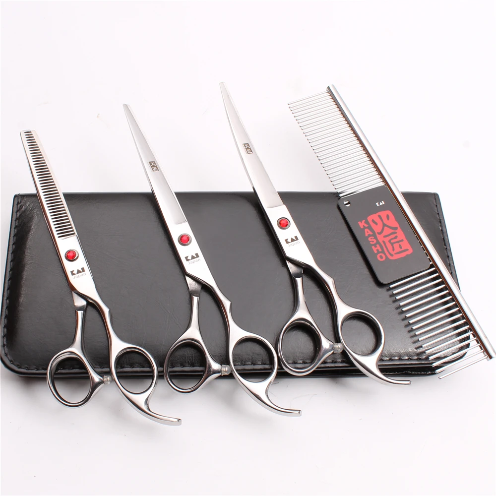 

20Sets H3003 Suit 7" Kasho JP 440C Comb+Cutting+Thinning Scissors+UP Curved Shears Grooming Tool Professional Pets Hair Scissors