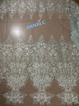

special french net embroidered lace fabric JIANXI.C-1116129 with glitter for party dress top sale glued glitter lace fabric