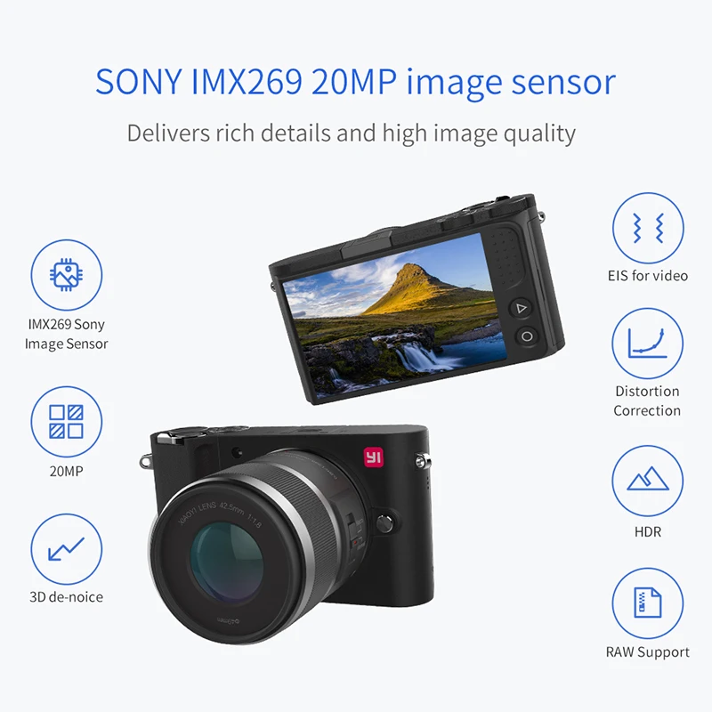YI M1 Mirrorless Digital Camera Prime Zoom Two Lens LCD Minimalist RAW 20MP Video Recorder 720RGB I