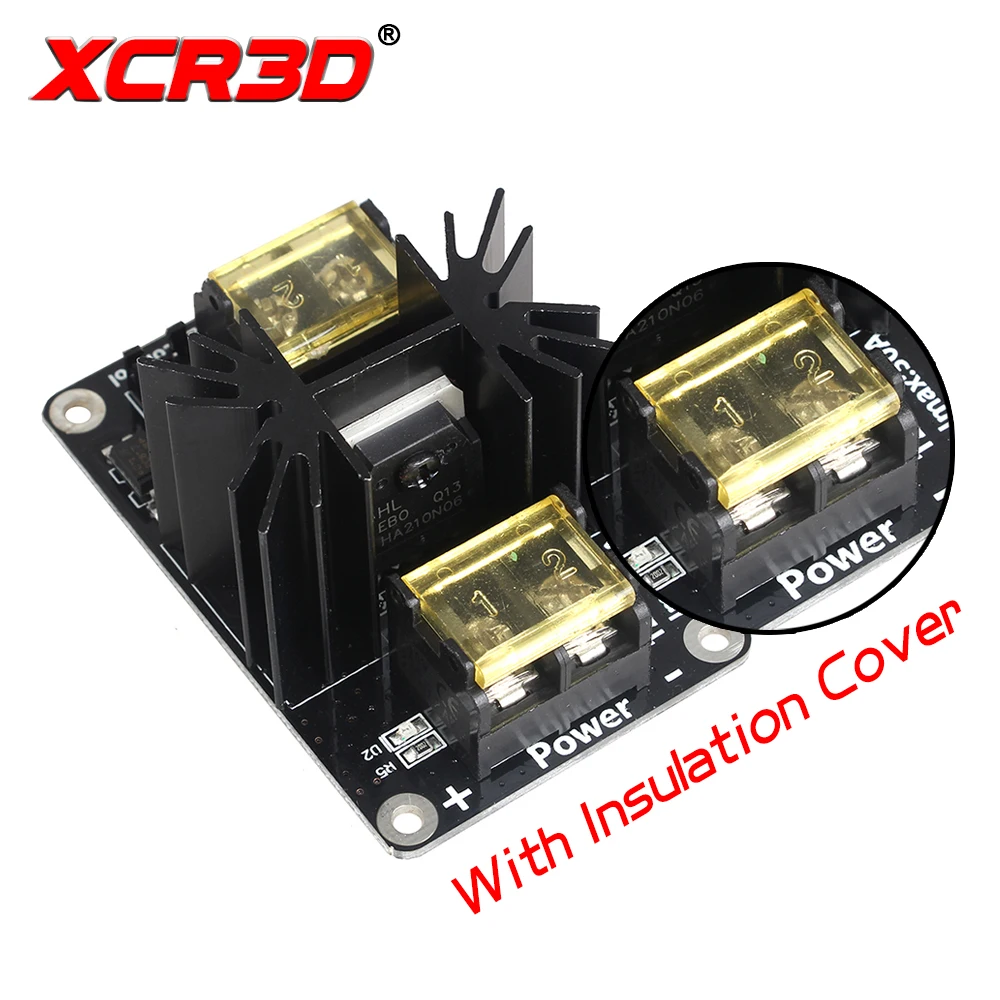 XCR3D 3D Printer Parts Heated Bed Power Expansion Module Hot Bed High Current Load Board MOS Tube with Cable Insulation Cover lcd1602 lcd 1602 2004a 12864 lcd module hd44780 splc780d controller with pcf8574t i2c iic expansion board module