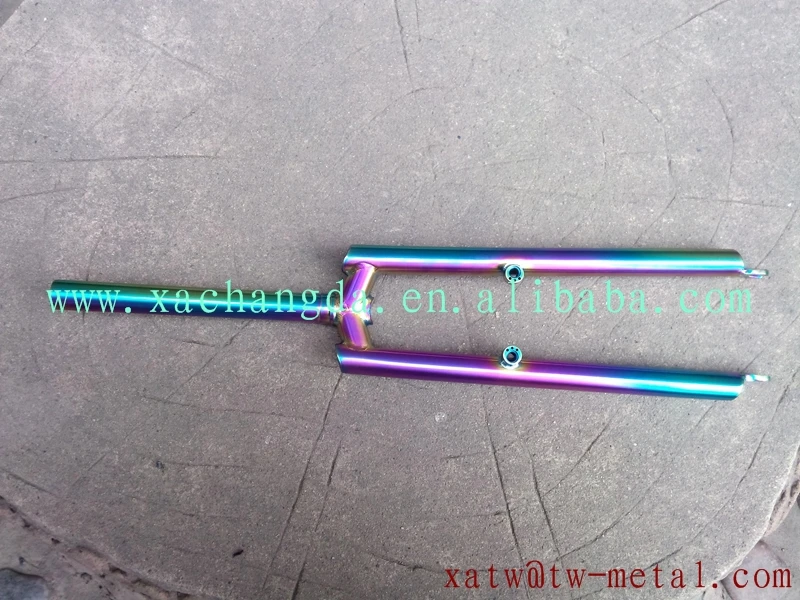 

colorful titanium mtb bike fork rainbow
