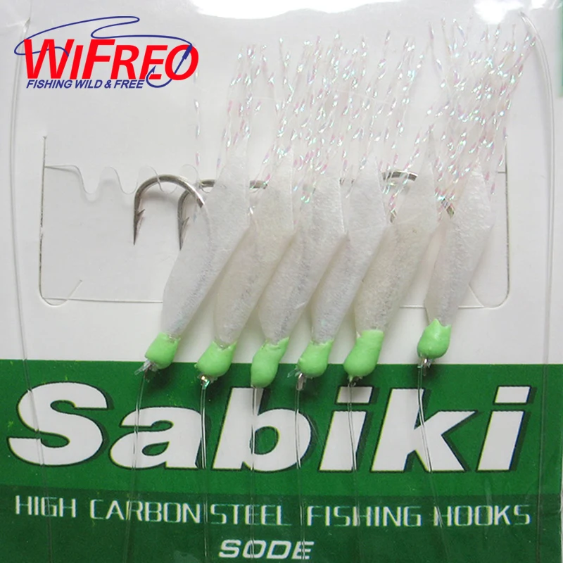 

10 packs Sabiki Rig with High Carbon Barbed Hooks Luminous Beads Glittering Flashes Fresh Saltwater Fishing Rigs