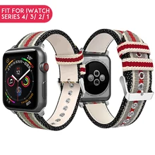 Laforuta Nylon Band for Apple Watch 40mm 44mm Series 4 iWatch Leather Braclet 38mm 42mm Series 3 2 1 Watch Replacement Strap