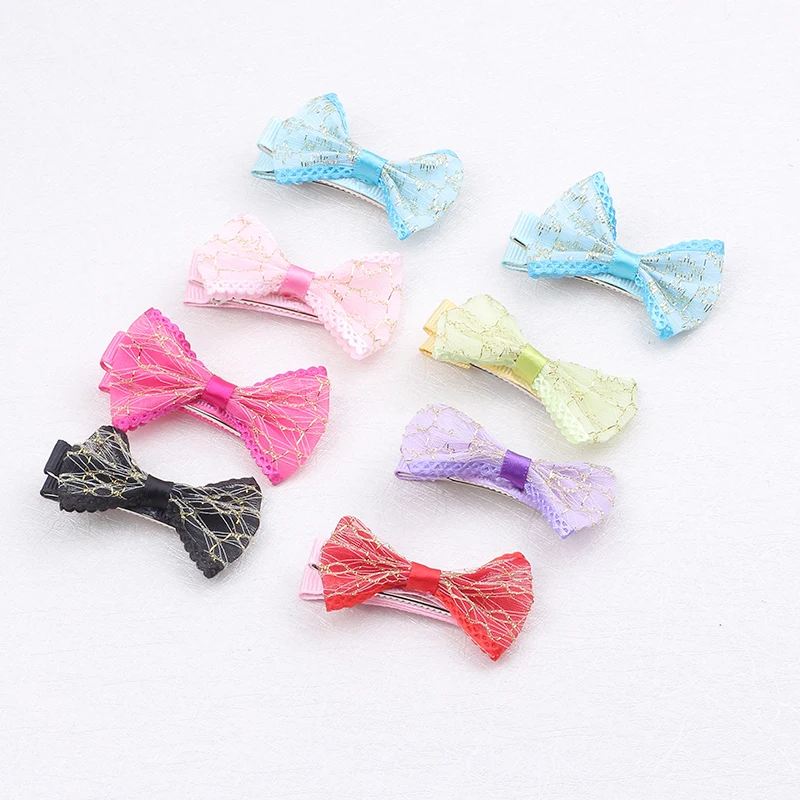 

2pcs/set New Kids Hair Accessories Grosgrain Ribbon Hairgrip Headwear Bowknot hair clips for Children Scrunchies for girls