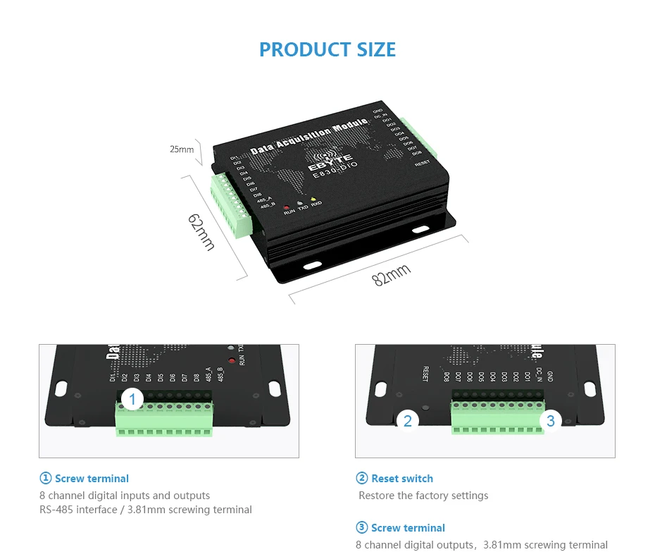 E830-DIO (485-8A) RS485 Modbus RTU переключатель значение Acquistion 8-канальный цифровой сигнал коллекция последовательный Порты и разъёмы сервер