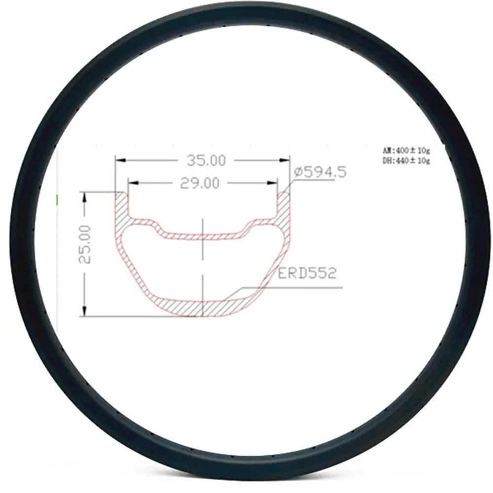 US $155.56 Graphene carbon mtb disc rims 275er 35x25mm symmetry tubeless mtb disc rim carbon rims 650b bicycle rim AM 400g bike wheel