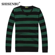 Осенне-зимний шерстяной зеленый полосатый свитер для мужчин s брендовый повседневный мужской свитер с круглым вырезом облегающий вязаный мужской свитер Пуловеры XXL