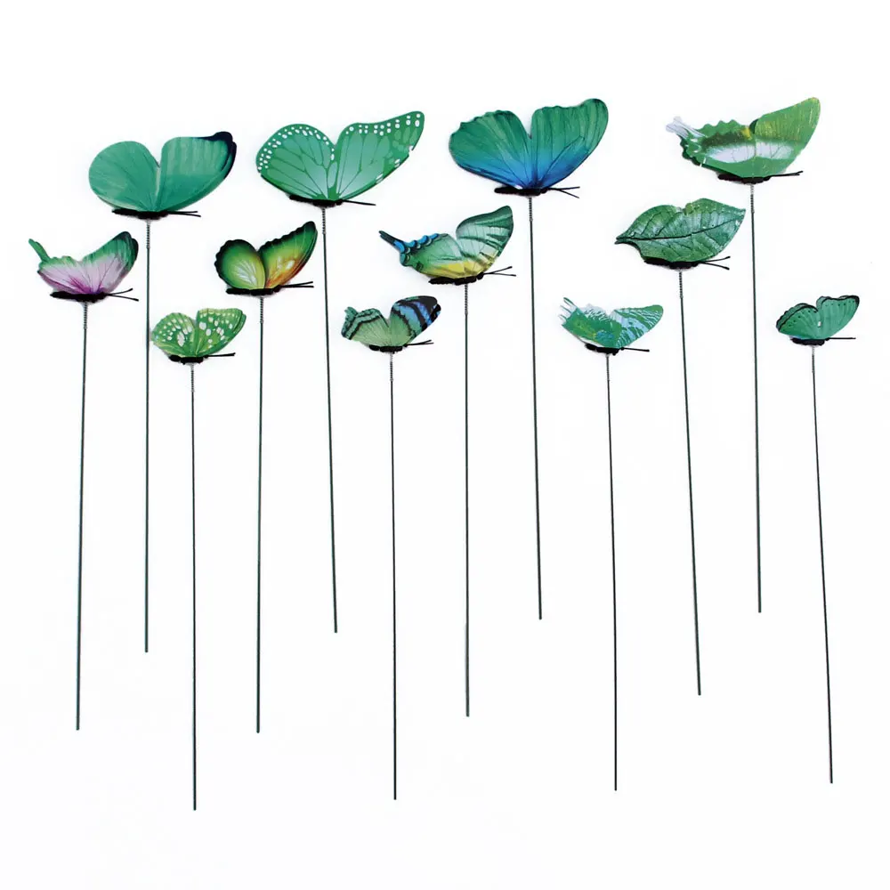 Бабочка садовый декор садовое украшение реалистичные украшения газона 3D на палочках газон ремесло 12 шт./упак. креативный - Цвет: green