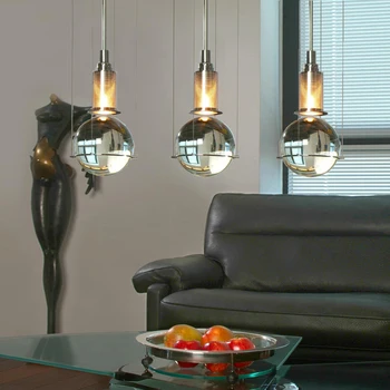 

Modern Led Metal Pendant Lights Wrought Iron Glass Round Ball Brass Rod Hanging Lamp For Living Roomcafekitchen Nordic Lighting