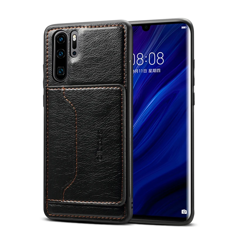 Для huawei P30 Магнитный чехол Crazy Horse кожа автомобильный чехол с подставкой, с отделением для карточек Тонкий Бизнес телефон сумка чехол для huawei P30 Pro P20 - Цвет: Черный