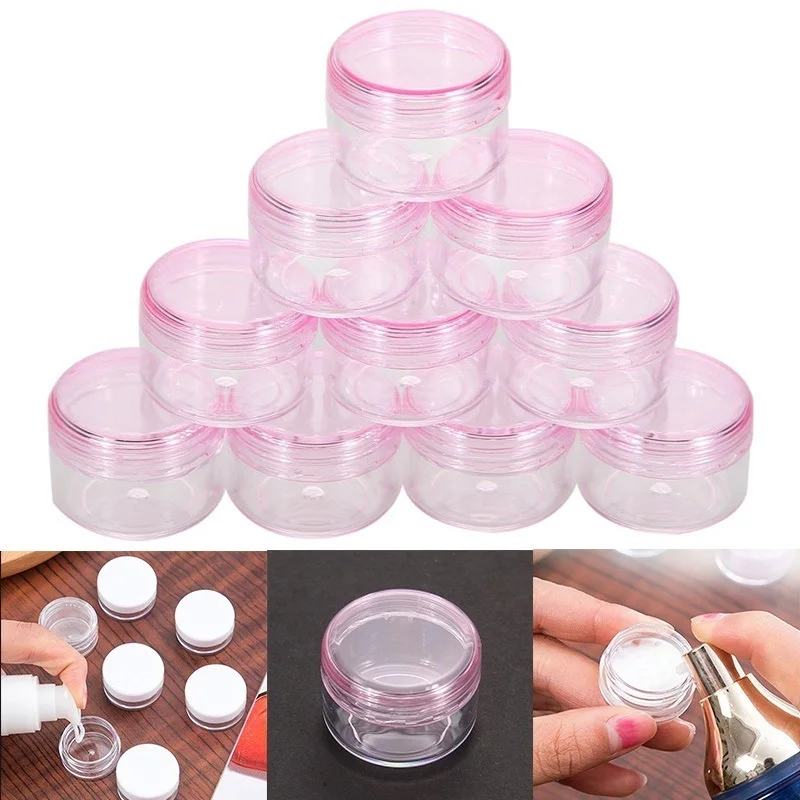 

10Pcs 5ml Plastic Empty Boxes Cosmetic Jar Eyeshadow Case Face Cream Bottles Glitter Container Nail Pots Travel portable bottle