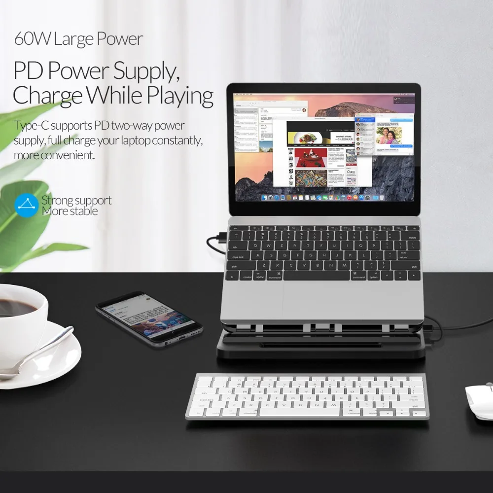 ORICO планшет/держатель для ноутбука 7 углов Регулируемый Противоскользящий силиконовый полый теплоотвод портативный дизайн белый/черный/серый