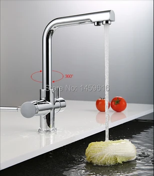 

ingle Handle 360 degree Rotation Chrome plate Kitchen Faucet Sink Mixer Brass Alloy tap w6008