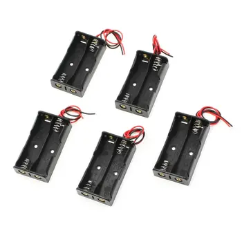 

5 pcs 2 x 1.5V AA Battery Holder Case Box Black w Wire Leads