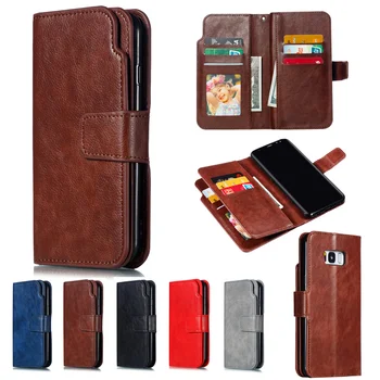 

Book Phone Case Leather 9 Card Slots for Samsung Galaxy S7 Edge S8 S9 Plus A3 A5 2016 2017 A6 A8 Plus 2018 Flip Wallet Shell