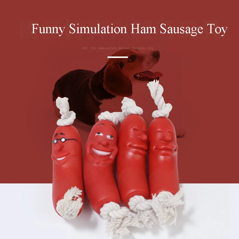 AHUAPET Puppy Funny Ham Sausage Dog Chew Toys Pet Supplies Interactive Dog Ball Toys For Large
