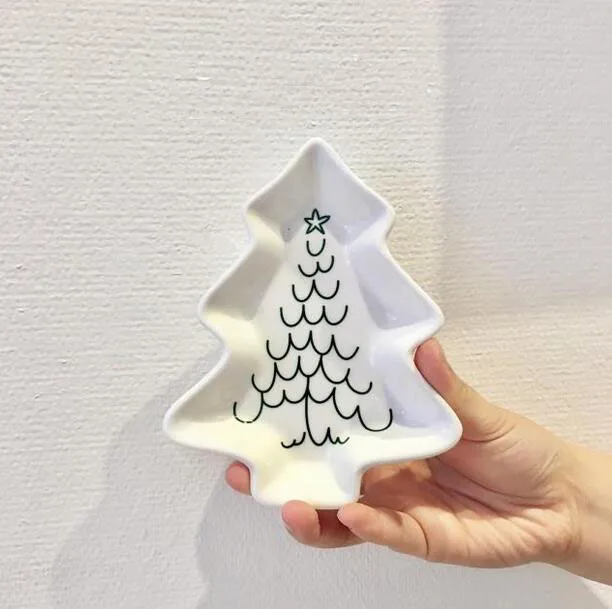Скандинавском стиле Минималистичная линия Рождественская елка форма костяного фарфора керамическое блюдце десерт гайка dip милое маленькое блюдо N235