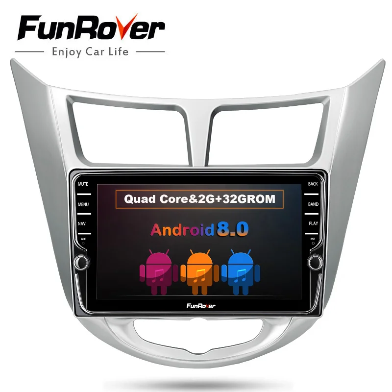 

Funrover IPS Android8.0 Car DVD GPS Player For Solaris Verna Accent 2011-2016 Headunit Radio Video multimedia Player Navigation