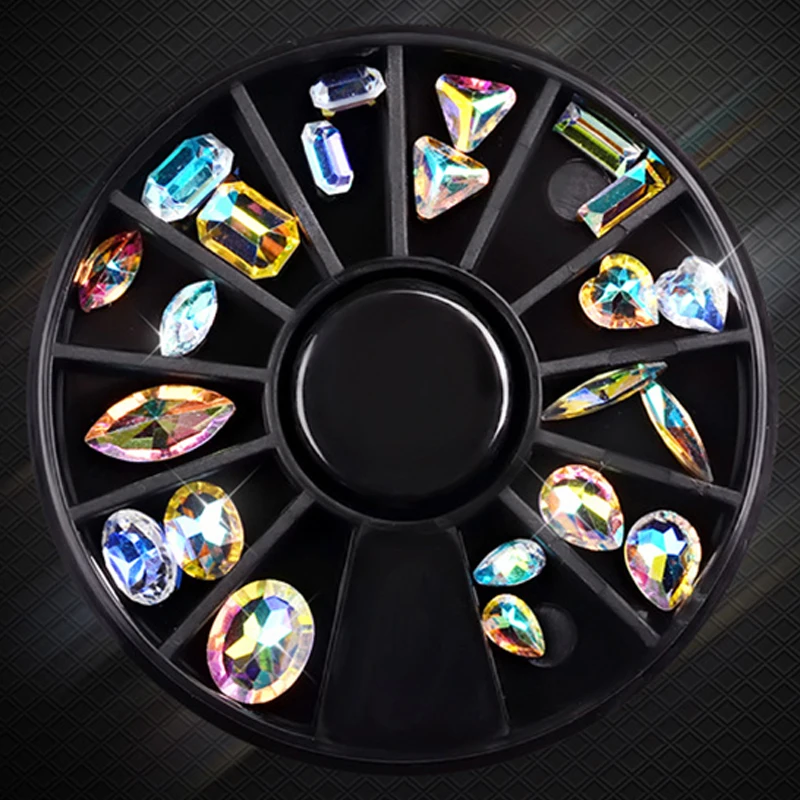 

Symphony 1 Box Glitter 3D Nail Rhineston Decoration Crystal Charm Design Stone In Wheel DIY Manicure Nail Art Accessories