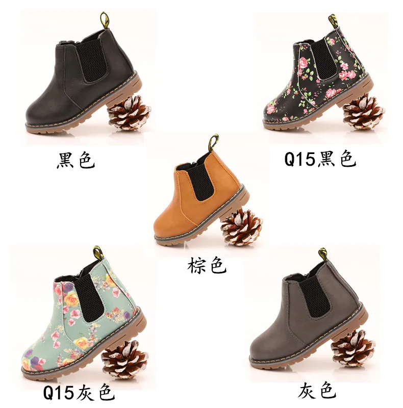 AFDSWG/весенне-осенние детские ботинки; черные кожаные ботинки на низком каблуке для девочек; серые кожаные детские ботинки; коричневые ботинки martin для детей