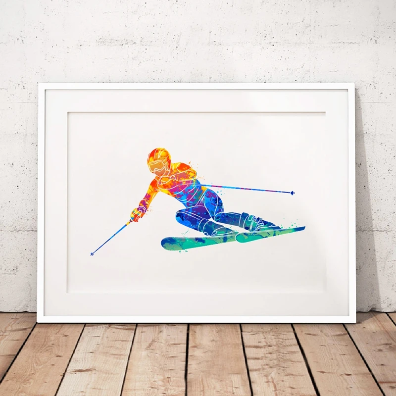 Abstract skiing canvas print
