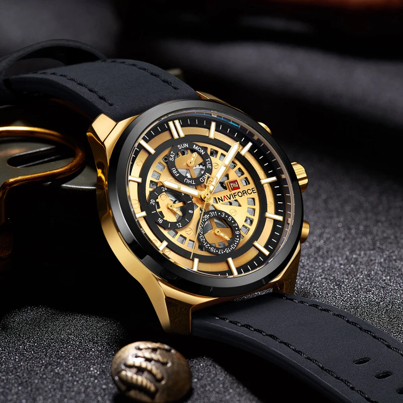 2018  NAVIFORCE Mens Watches Top Brand Luxury Waterproof 24 hour Date Quartz Watch Man Leather Sport Wrist Watch Men Waterproof Clock (18)