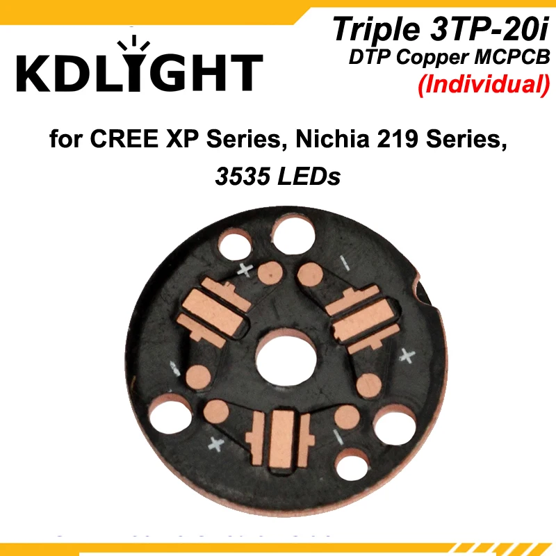

KDLITKER Triple 3TP-20 DTP Copper MCPCB for Cree XP Series / Nichia 219 Series / 3535 LEDs - Parallel or Individual ( 5 pcs )