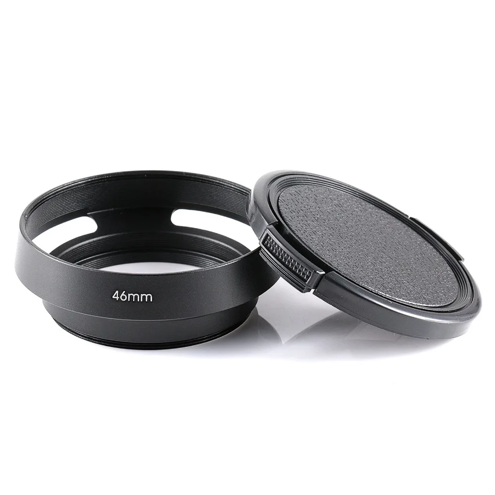 46mm screw vented lens hood + lens cap for leica leitz zeiss lens